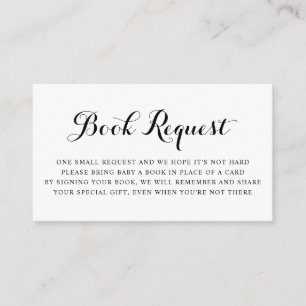 Black Modern Calligraphy Baby Shooting Book Reques Begleitkarte