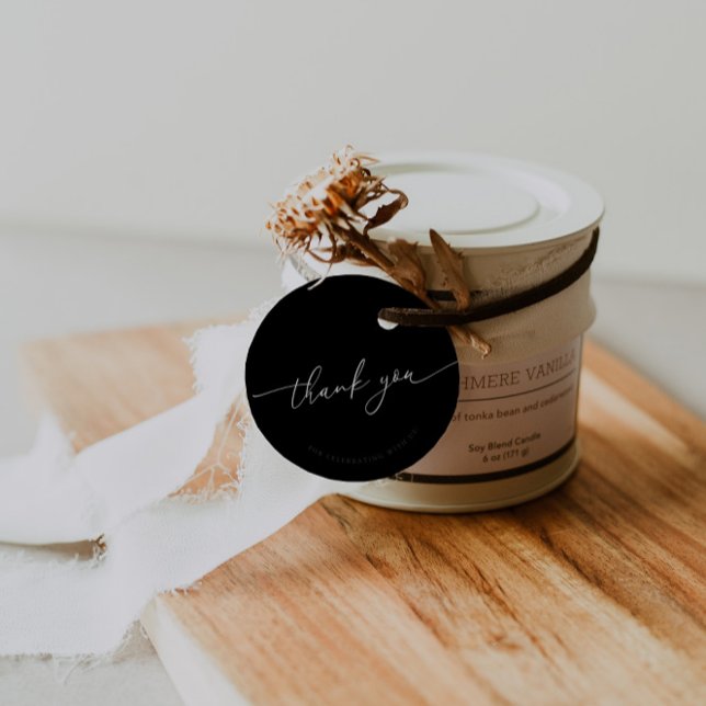 Black Modern Calligraphy Wedding Vielen Dank Geschenkanhänger (Black Modern Calligraphy Wedding Thank You Favor Tags)