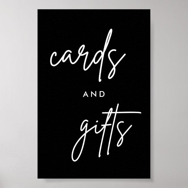Black Modern Cards und Geschenke Hochzeiten 4x6 Poster (Vorne)