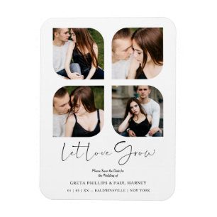 Black Modern Chic Clover Collage 4 Fotos Hochzeit Magnet