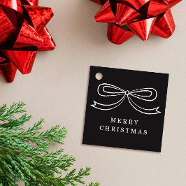 Black Modern Christmas Bow Holiday Gift Tag Geschenkanhänger