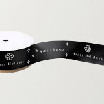 Black Modern Christmas Business Logo Company Klein Satinband<br><div class="desc">Eine stilvolle und minimale personalisierte Schneeflocke und Sterne Ribbon. Fügen Sie Ihr Logo hinzu und ändern Sie den Text,  wenn Sie gewollt haben.</div>