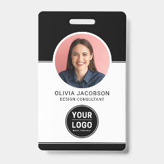 Black Modern Company Employee Foto Security QR ID Ausweis