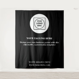 Black Modern Corporate Event Logo Display Banner Wandteppich