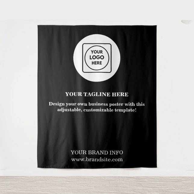 Black Modern Corporate Event Logo Display Banner Wandteppich (Vorderseite)