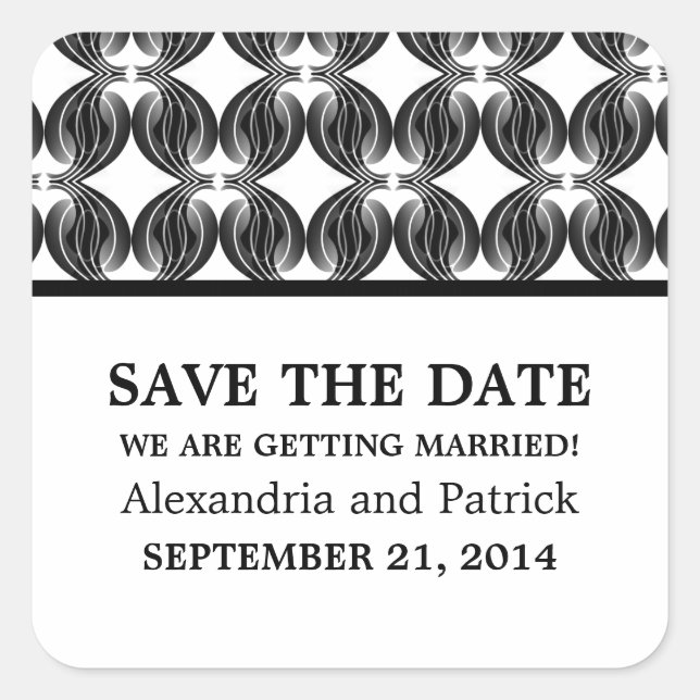 Black Modern Deko Save the Date Stickers (Vorderseite)