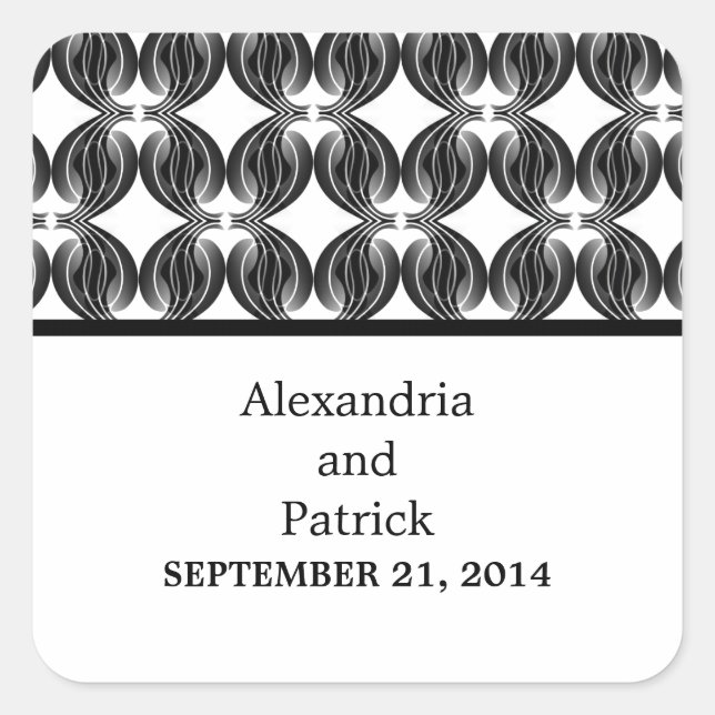 Black Modern Deko Wedding Stickers (Vorderseite)