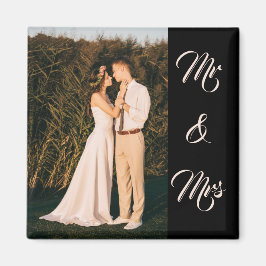 Black Modern Elegant Mr. & Mrs. Couple Foto Magnet