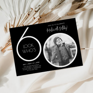 Black Modern Foto 60. Geburtstag Einladung