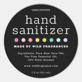 Black Modern Hand Sanitizer Soap Markenzeichen Runder Aufkleber
