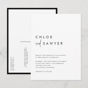 Black Modern handgeschriebenes Script QR Code Hoch Einladungspostkarte