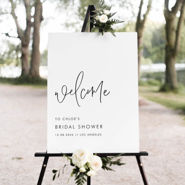 Black Modern Handwriting Script Brautparty Poster (Modern bridal shower welcome sign featuring minimalist handwriting. Perfect for any bridal theme.)