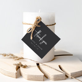 Black Modern Handwriting Script Wedding Danke Geschenkanhänger