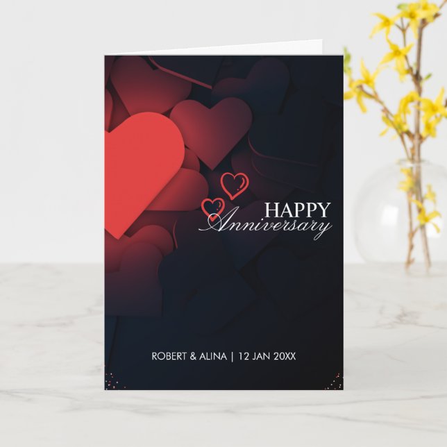 Black Modern Happy Anniversary Card mit eigener Ma Karte (Gelbe Blume)