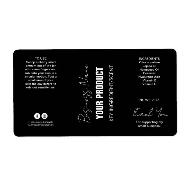 Black Modern Jar Labels (Vorne)