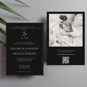 Black Modern Katholic Wedding Einladungen QR Code