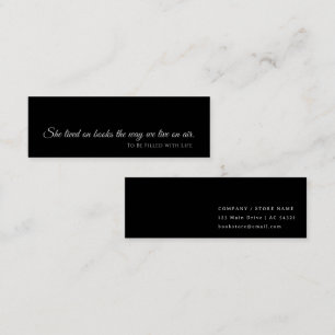 Black Modern Lesezeichen Card   Benutzerdefinierte Mini Visitenkarte