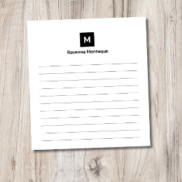 Black Modern Lined Chic Trendy Monogram Notizblock