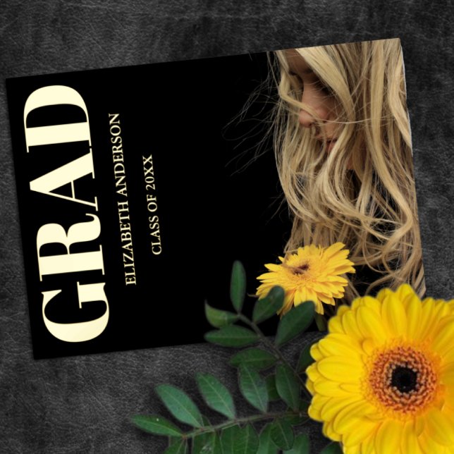 Black Modern Minimalist Graduation Announcement Folieneinladung (Von Creator hochgeladen)