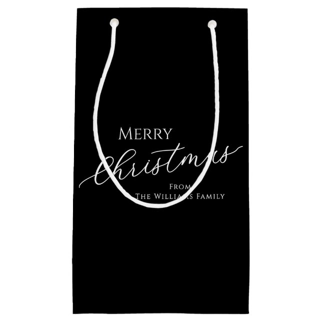 Black Modern Minimalist Merry Christmas Kleine Geschenktüte (Vorderseite)