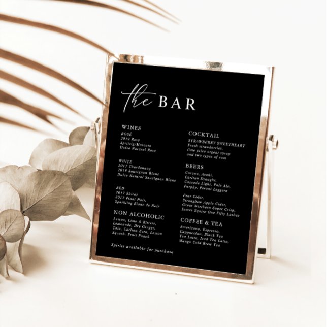 Black Modern Minimalist Wedding Bar Menu (Von Creator hochgeladen)