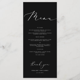 Black Modern Minimalistisch Calligraphy Wedding Di Menükarte