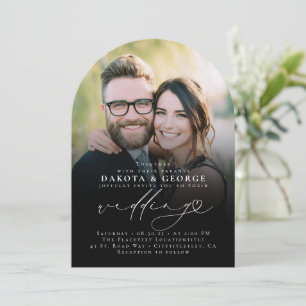 Black Modern Minimalistisch Heart Script Wedding F Einladung