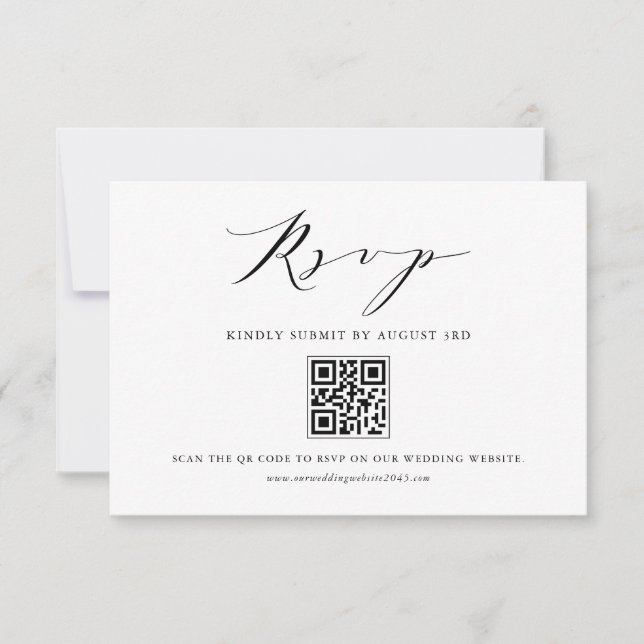 Black Modern Minimalistisch Script Hochzeitsskript RSVP Karte (Vorderseite)