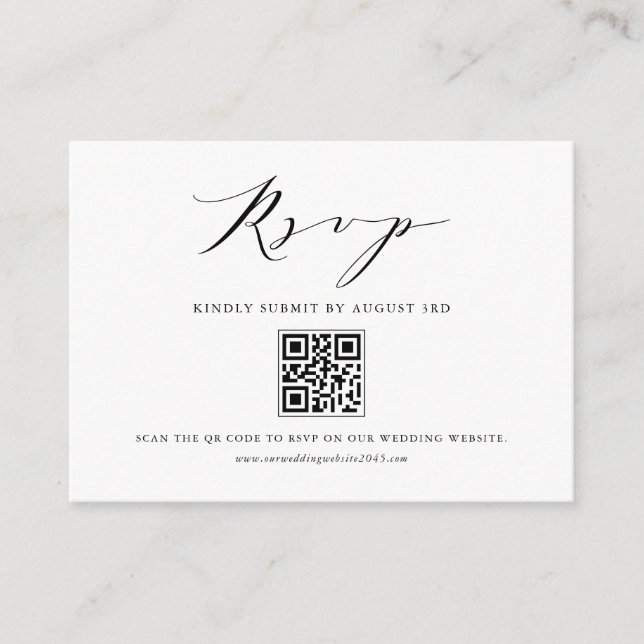 Black Modern Minimalistisch Script QR Code UAWG Begleitkarte (Vorderseite)