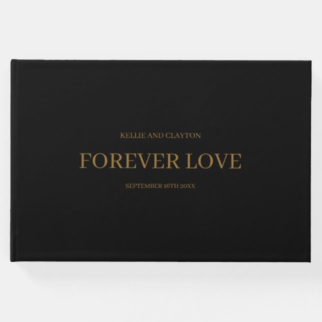 Black Modern Minimalistisch Wedding Guest Book Gästebuch (Vorderseite)