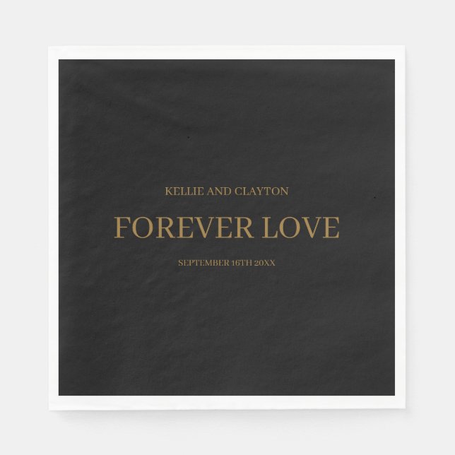 Black Modern Minimalistisch Wedding Napkins Serviette (Vorderseite)