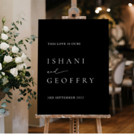 Black Modern Minimalistisch Wedding Willkommenszei