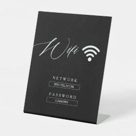Black Modern Minimalistisch WiFi Password Wedding Sockelschild