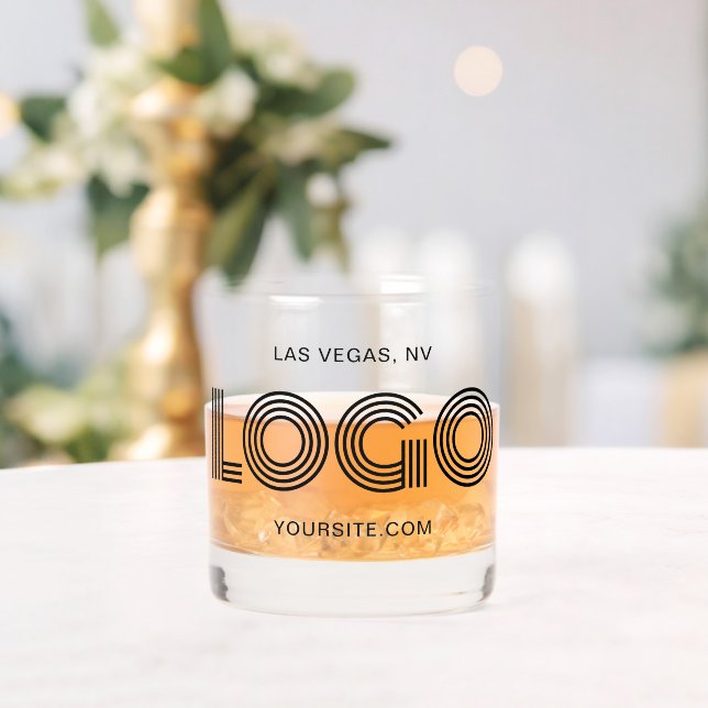 Black Modern Minimalistische Logo-Promo Whiskyglas (Insitu (Hochzeit))