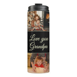 Black Modern Monogram Foto Liebe You Opa Thermosbecher