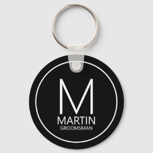 Black Modern Personalisiert Monogram&Name Trauzeug Schlüsselanhänger
