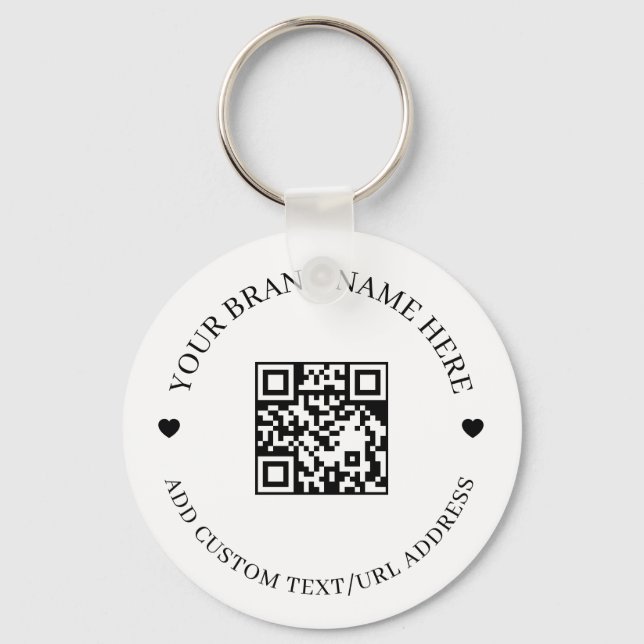 Black Modern QR Code Business Budget Round  Schlüsselanhänger (Vorderseite)