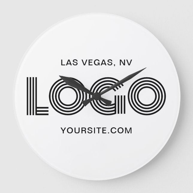 Black Modern Rectangular Logo Große Wanduhr (Vorderseite)