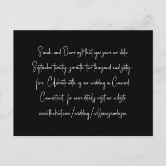 Black Modern Script text only Save our Date II Postkarte