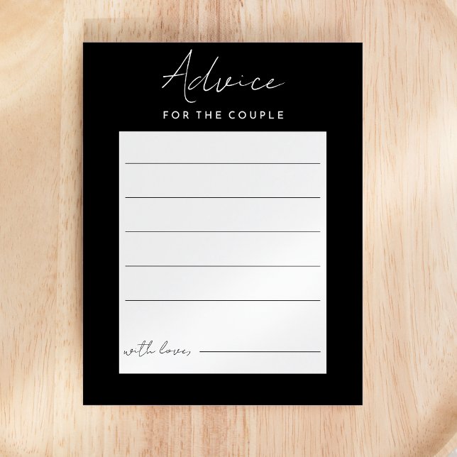 Black Modern Script Wedding Advice Card Hinweiskarte (Von Creator hochgeladen)