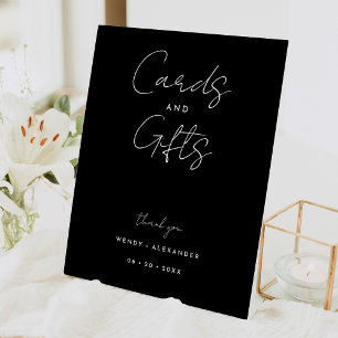 Black Modern Script Wedding Cards and Gifts Sign Sockelschild