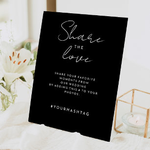 Black Modern Script Wedding Hashtag Sockelschild