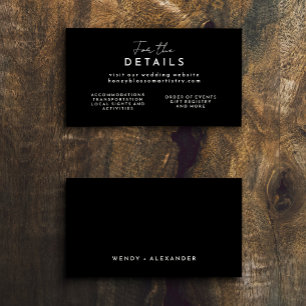 Black Modern Script Wedding Website Enclosure Card Begleitkarte