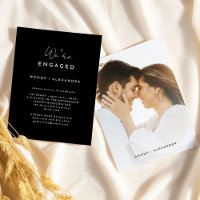 Black Modern Script Wir sind Verlobte Foto Verlobu