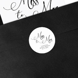Black Modern Simple Miss an Mrs. Brautparty Runder Aufkleber