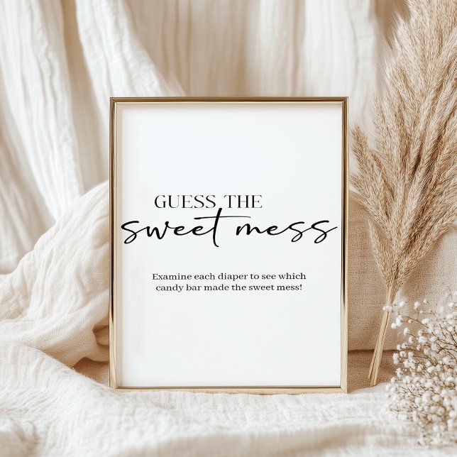 Black Modern Simple Script Baby Guess Sweet Mess Poster (Von Creator hochgeladen)