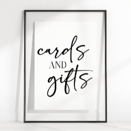 Black Modern Simple Script Baby Shower Cards Gifts Poster