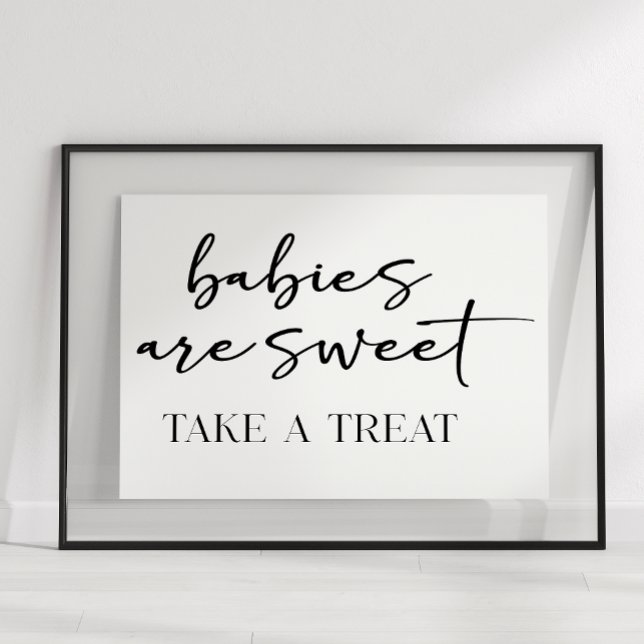 Black Modern Simple Script Baby Shower Favor Poster (Von Creator hochgeladen)
