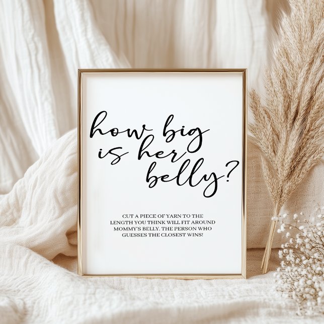 Black Modern Simple Script Baby Shower Game Poster (Von Creator hochgeladen)