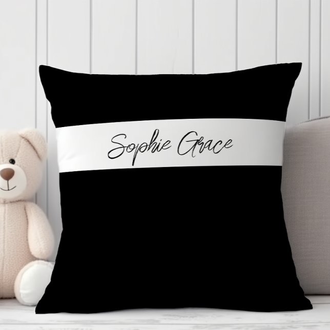 Black Modern Simple Script Baby Shower Kissen (Von Creator hochgeladen)